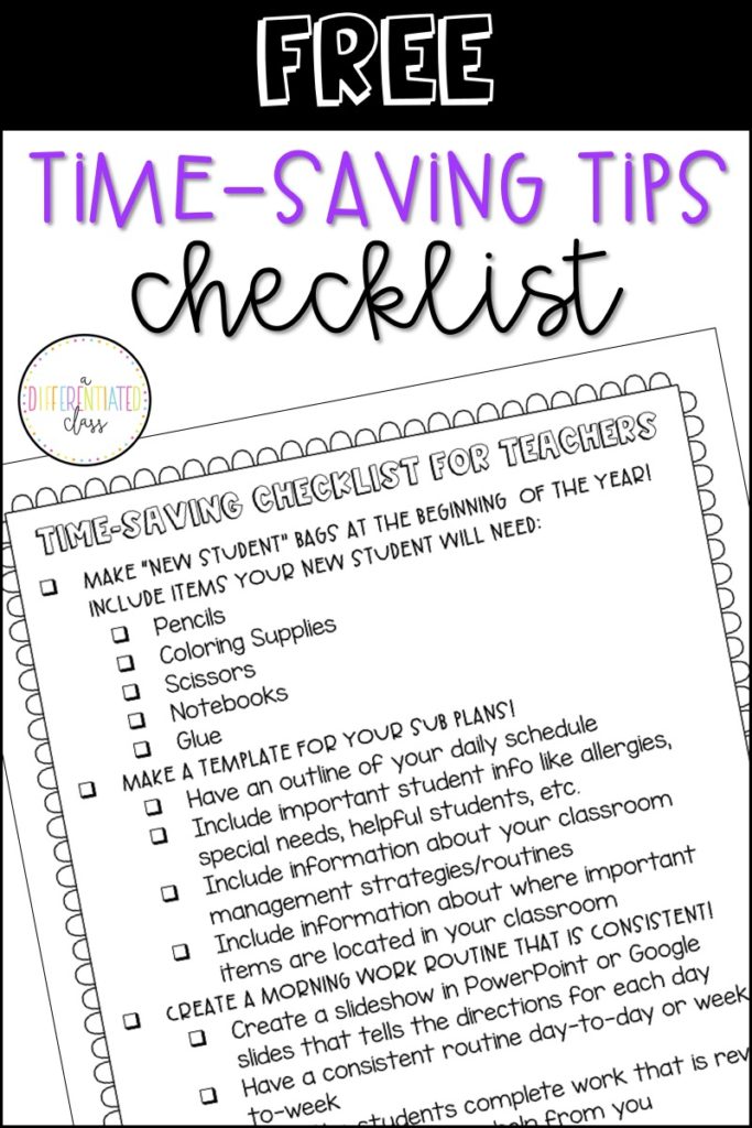 Free time-saving tips for teachers checklist