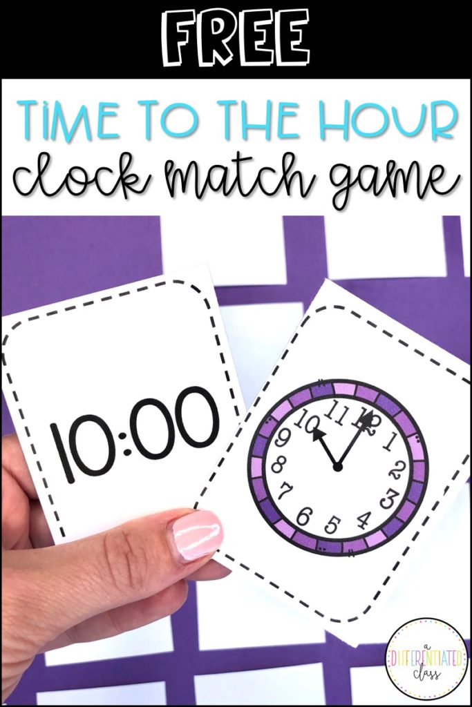 Free Time to the Hour Clock Match Game