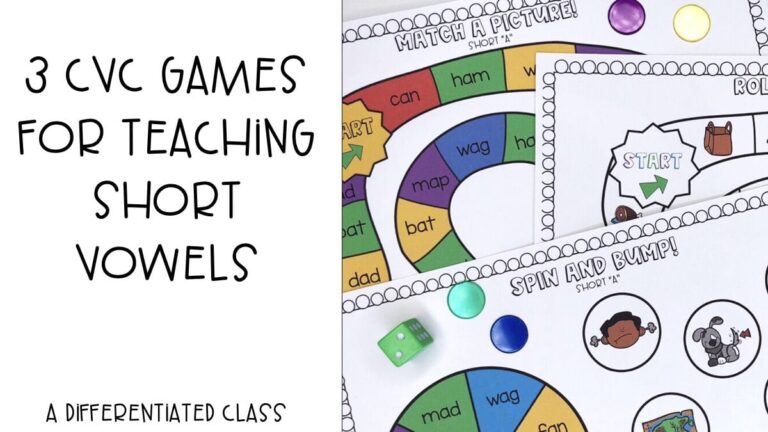 3 CVC Games for Teaching Short Vowels - A Differentiated Class