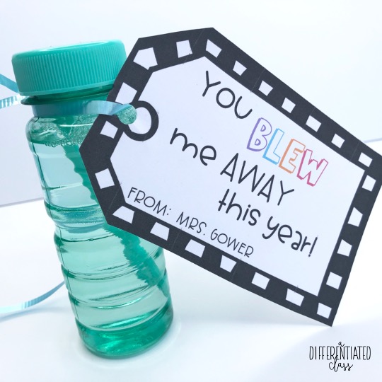 bubbles with gift tag that says "you blew me away this year"