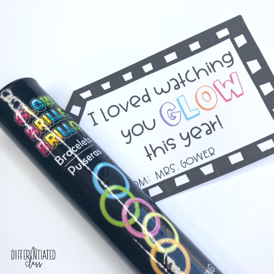 glow bracelets with gift tag that says, "I loved watching you glow this year!"