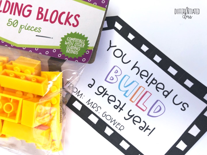 building blocks with gift tag that says, "you helped us build a great year!"