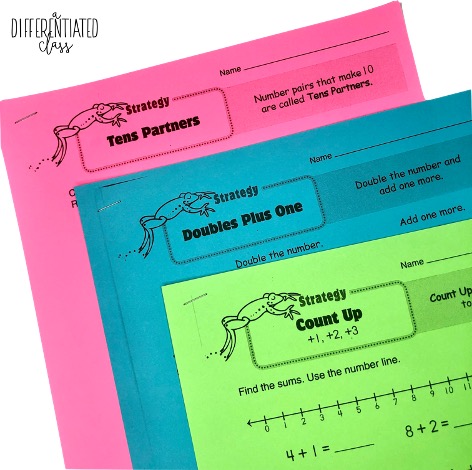 one pink math packet, one blue math packet, one green math packet